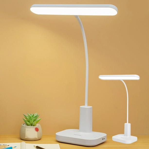 Lámpara de Lectura Led de 10 W, Recargable Por Usb, con Portalápices, Diseño Plegable y Giratorio para Estudio, Dormitorio o Habitación - Blanca