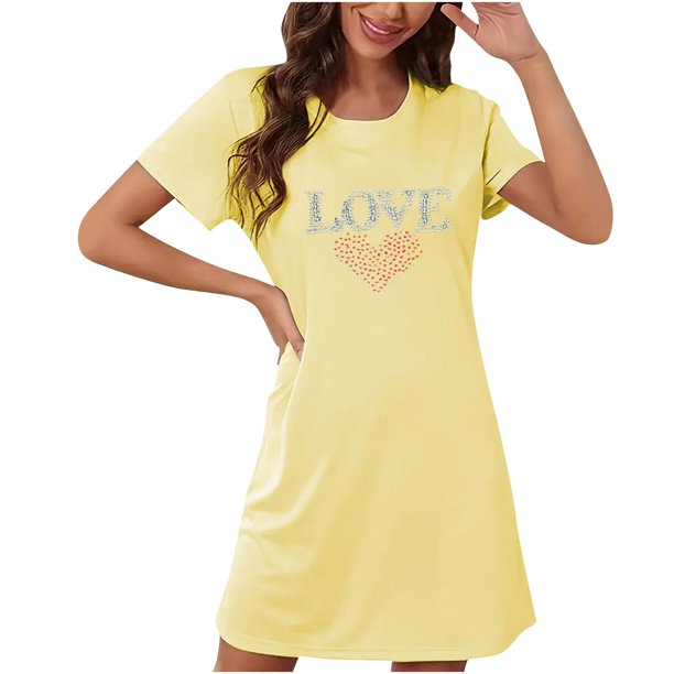 Camisón corto de talla grande para mujer, camisón de manga corta con estampado de pecho a la moda, camisón para mujer