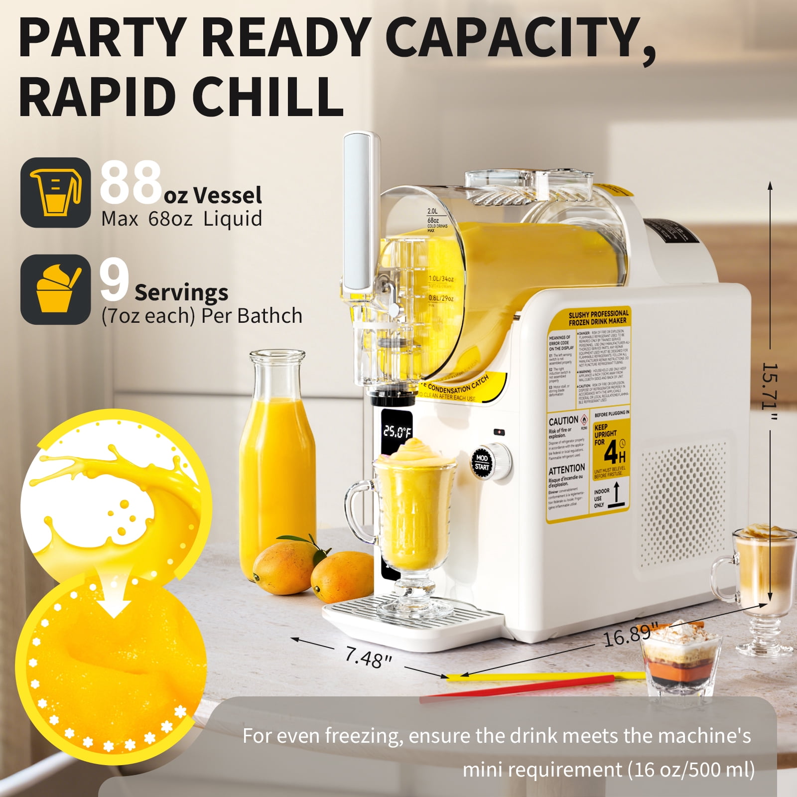 Slushie Machine & Soft Serve Ice Cream Machine, No Ice Needed, Self-Cleaning, 5 Presets for Soft Serve, Frozen Drink