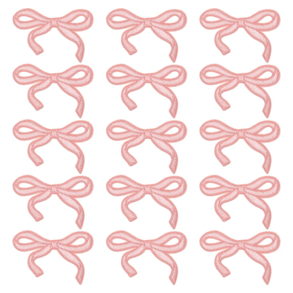 Uxcell 15Pcs Parches de Lazo para Planchar Lindos Parches Bordados Rosa Claro 3x2"