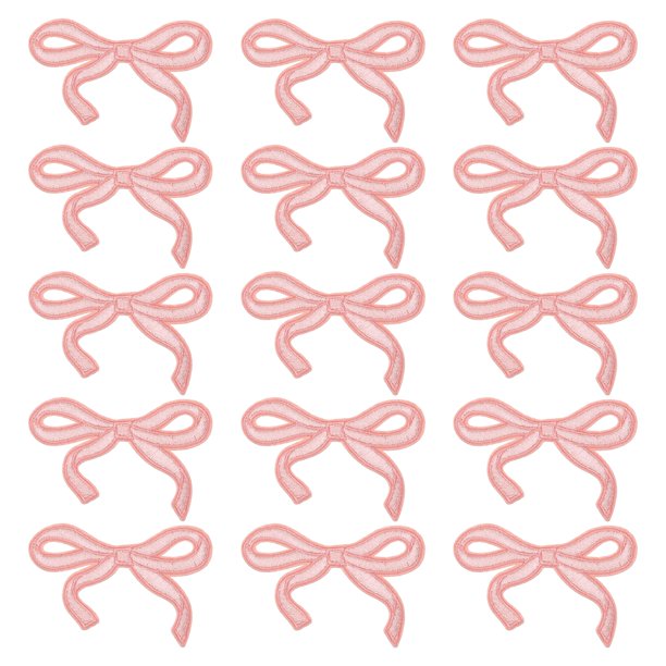 Uxcell 15Pcs Parches de Lazo para Planchar Lindos Parches Bordados Rosa Claro 3x2"