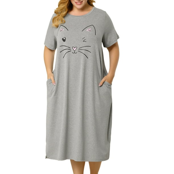 cat print nightgowns