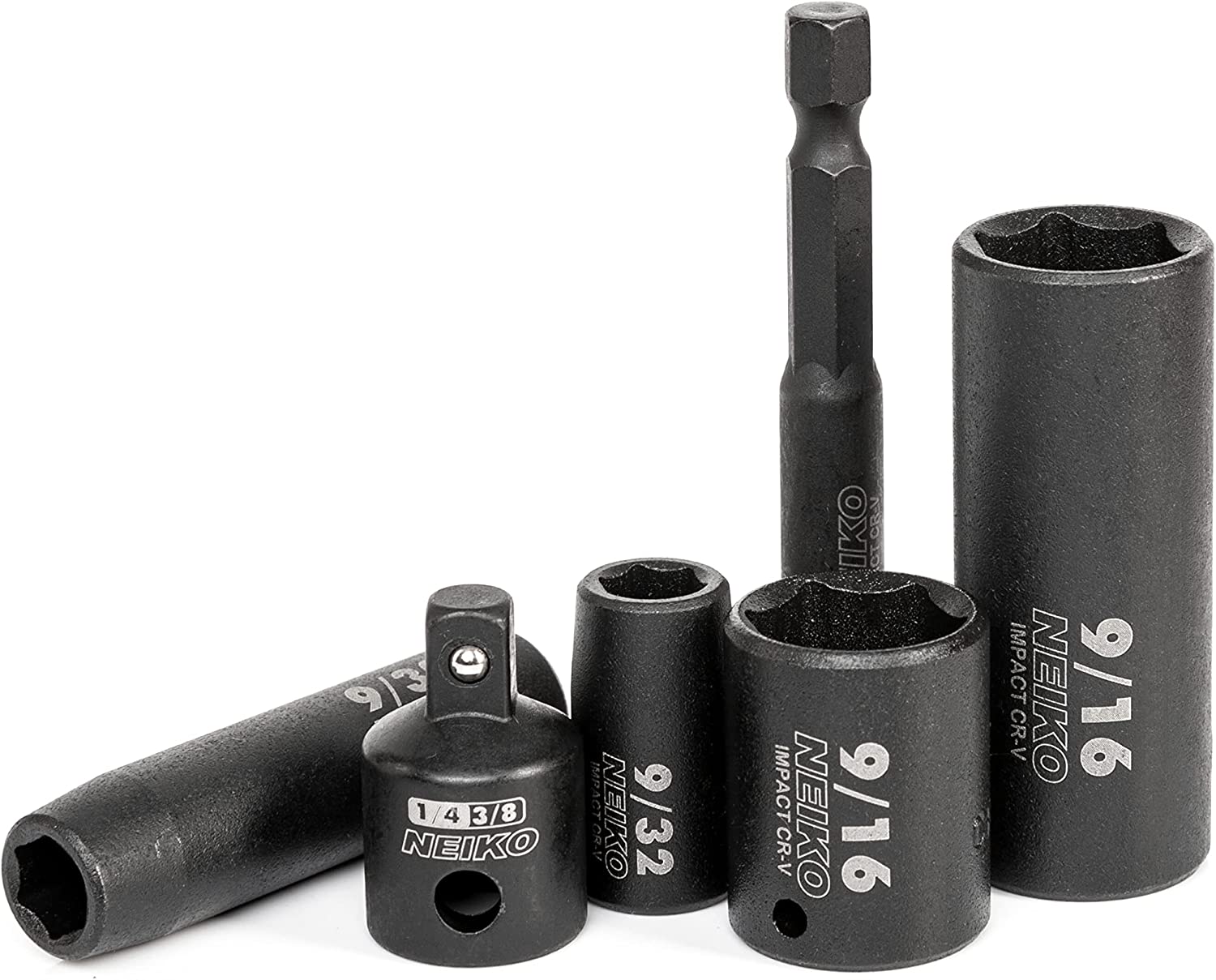 NEIKO 02435A, 22 Piece, 1/4 Socket Set, Standard 3/16” – 9/16” SAE, Deep and Shallow Sockets, Chrome Vanadium Steel, 3/8” to 1/4” Reducer, Hex Shank Socket Impact Adapter, 1/4 Drive Socket Set