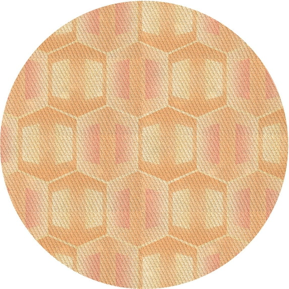 Ahgly Company Machine Washable Indoor Round Transitional Orange Area Rugs, 3' Round