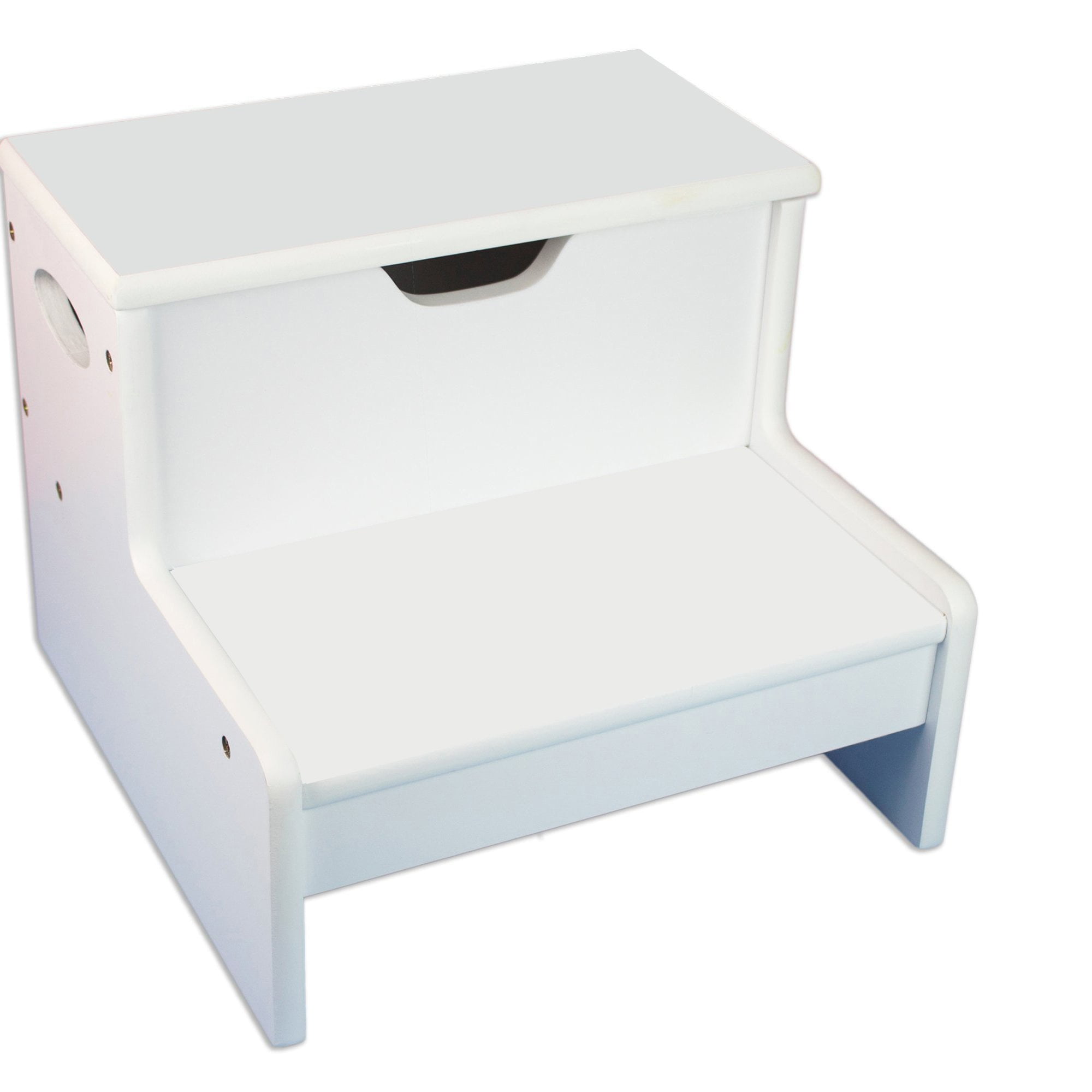 white step stool with storage