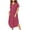 Hot Pink, variant on Horkkom Linen Dress for Women V Neck Midi Dresses Short Sleeve Casual Dress Summer Solid Color Button Shirt Dresses