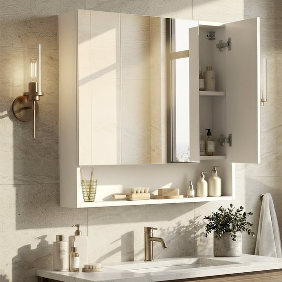 Medicine Cabinet Mirror, Bathroom Mirror with Storage, Bathroom Mirror Cabinet, Wall Mirror Cabinet, Open Compartment, Adjustable Shelves