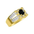 thumbnail image 3 of RYLOS Men's Rings 14K Yellow Gold Designer Starburst 7MM Round Gemstone &  Sparkling Diamond Ring Cabochon Onyx October  Size 8, 3 of 7