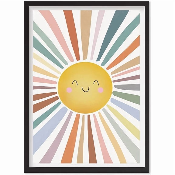 Sun Playroom Poster, Watercolor Sun Print, Watercolor Nursery Decor, Nursery, Matte Canvas Stretched, Posters for Room Bedroom Living Room Bathroom Wall Decor, Posters & Art Prints, Gift.