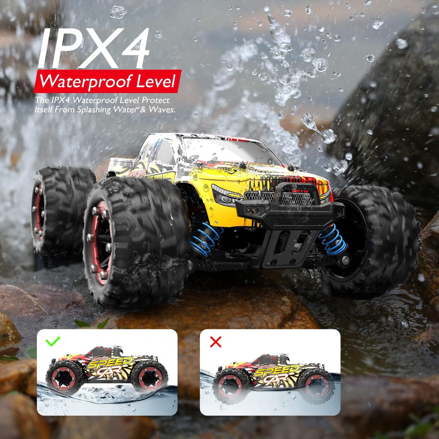 JoyStone RC Car 30+ mph High Speed Remote Control Car for Adults, 1:16 Scale 4WD All Terrain Off-Road RC Monster Truck Gifts for Boys, 2 Batteries
