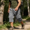 thumbnail image 4 of BVnarty Men's 3/4 Capri Cargo Pants Elastic Waist Drawstring Below Knee Baggy Wide Leg Casual Summer Lightweight Pants with Pockets Gray L, 4 of 9
