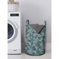 thumbnail image 3 of Paisley Laundry Bag, Persian Culture Inspired Teardrop Shape with Curved Tip Motif Floral Design, Basket with Handles Drawstring Closure for Laundromats, 13" x 19", Dark Blue Beige, by Ambesonne, 3 of 4