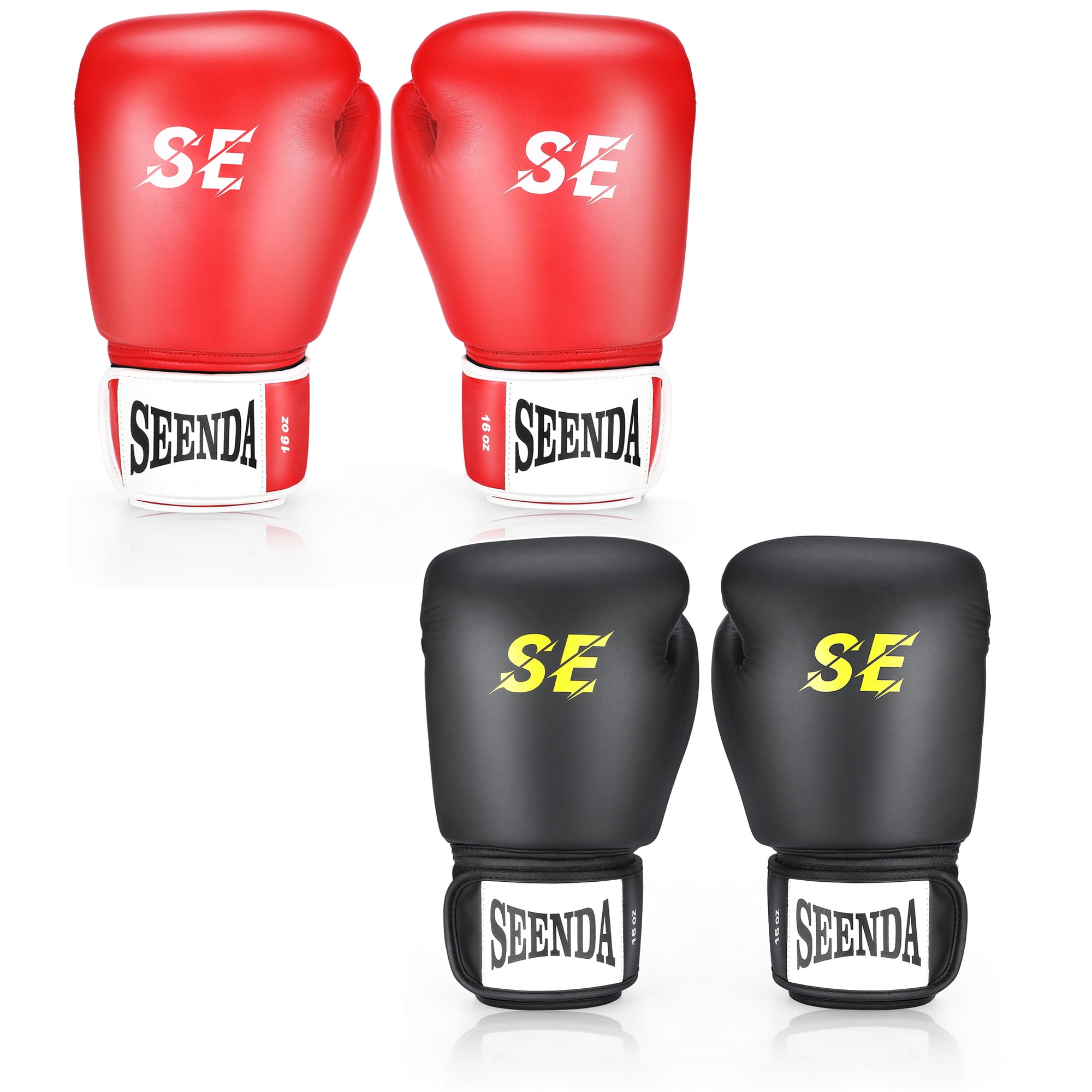 VELO Boxing Gloves Punch Sparring Training Mitts Leather Muay Thai Fight Wraps 