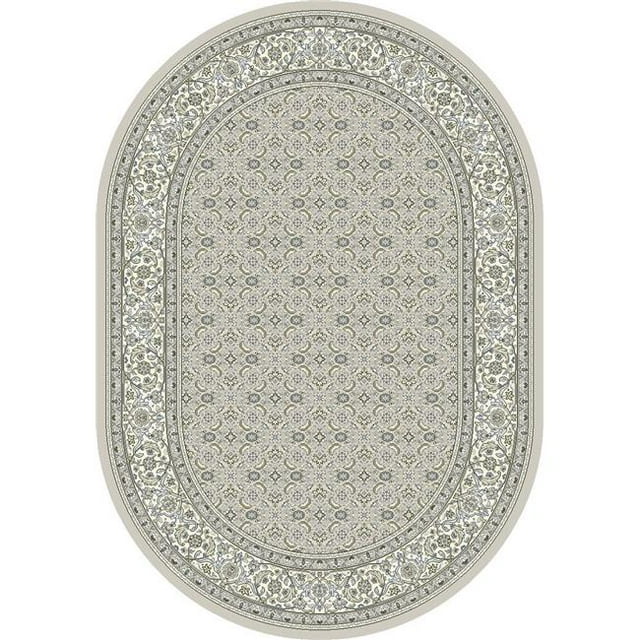 Dynamic Rugs ANOV69570119666 5 ft. 3 in. x 7 ft. 7 in. Anicient 57011 Oval Traditional Rug - 9666 Soft Grey & Cream