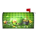 thumbnail image 2 of PHELIKA St Patrick's Day Green Buffalo Plaid Magnetic Mailbox Covers Standard Size 21"H x 18"W, 2 of 8