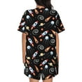 thumbnail image 3 of Bingfone Space Rocket Print Pajamas Sets for Women Soft Short-Sleeved Pjs with Lounge Shorts Two Piece Sleepwear, 3 of 8