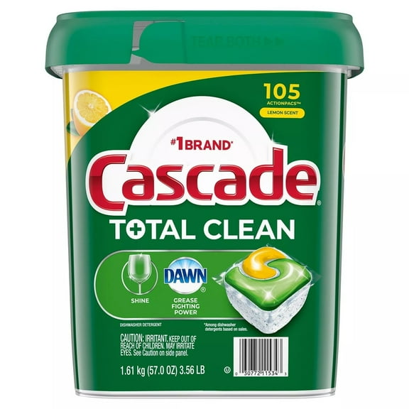 Cascade Total Clean ActionPac Dishwasher Detergent Pacs Lemon Scent (105 Count)