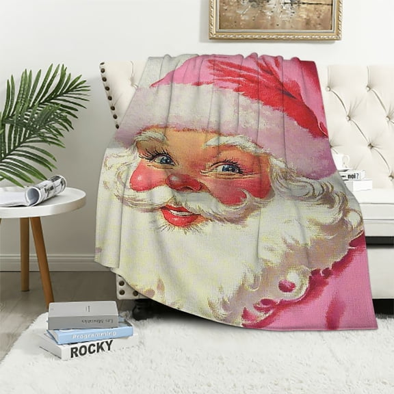 Pratyus Santa Claus Flannel Throw Blanket for Couch Sofa Bed All Seasons Super Soft Blanket Christmas Home Decor 40x50in