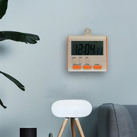 

PWPSG Kitchen Multifunctional Portable Electronic Timer Digital Reminder Timer with Alarm Settings LCD Display Count Up/Down 24-hour Timer Orange