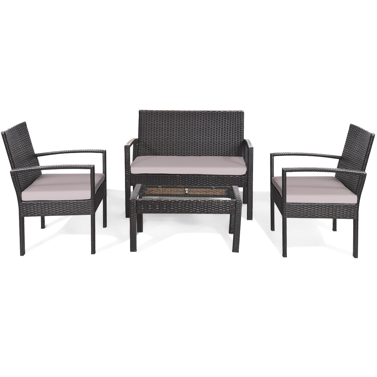 Patiojoy 4Piece Patio Rattan Sectional Conversation Furniture