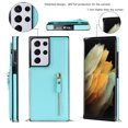 thumbnail image 2 of Nalacover Zipper Wallet Case for Samsung Galaxy S21 Ultra, Luxury PU Leather Crossbody Lanyard Shoulder Strap Magnetic RFID Blocking Cover with Kickstand Card Slots Holder Shockproof Case,Green, 2 of 10