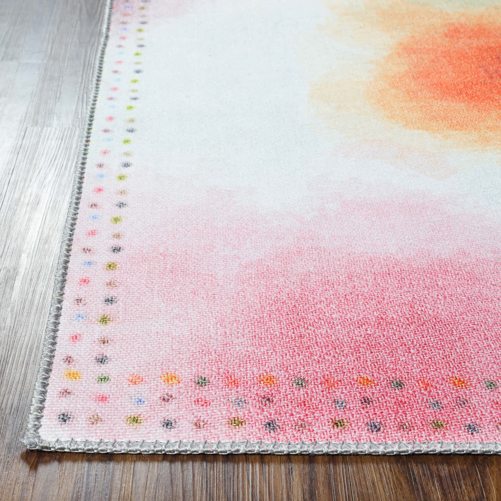 Abstract Watercolor Indoor Kids Area Rug, 5'7"X 8'9", Rose Pink by Superior