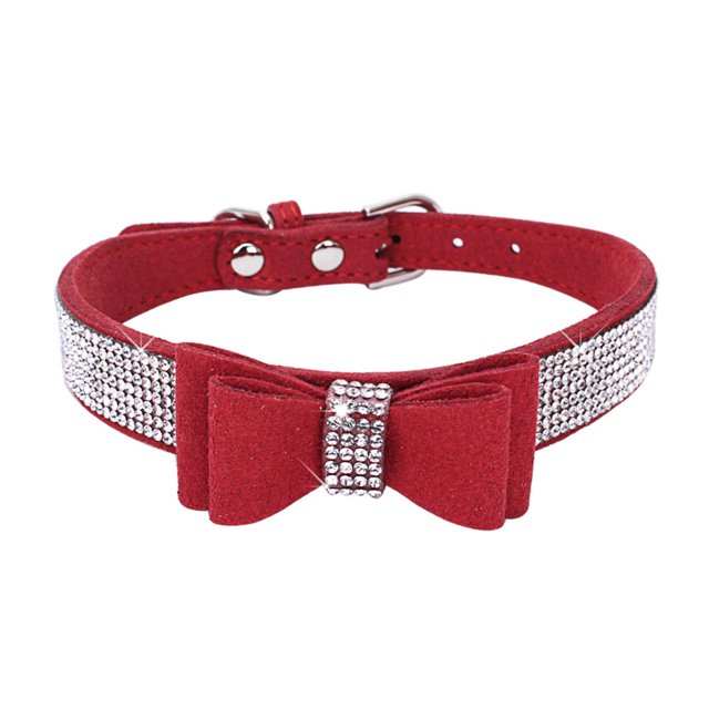 Collar de perro de cristal con collar de lazo Collar de perro de diamantes de imitación Perro de brillo dorado MFZFUKR CPB-US-YY191-2