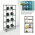 thumbnail image 3 of SYTHERS 5-Shelf Metal Storage Rack, 36"x 70"x 14" Wire Shelving Unit with Wheels, Bakers Rack Heavy Duty Kitchen Organizer Shelf, Capacity for 180 lbs, Black, 3 of 8