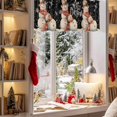 thumbnail image 3 of Kitchen Valances for Window, Christmas Snowman Snowflakes Seamless Light Filtering Rod Pocket Valance Curtain, Winter Snow on Black Short Curtains Window Topper for Bedroom 54x18in, 3 of 7