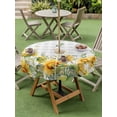 thumbnail image 4 of Outdoor Tablecloth with Umbrella Hole for Patio/Picnic/Party/Camping, Sunflower Waterproof Table Cloth Round Cover Washable, Summer Eucalyptus Botanical Floral Grey Plaid (Dia 54"), 4 of 8
