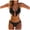 Black, variant on Women's Solid Color Flowy Fringe Trim Swimsuit Halter Bikinis Set Tummy Control Full Bathing Suit (Orange, M)