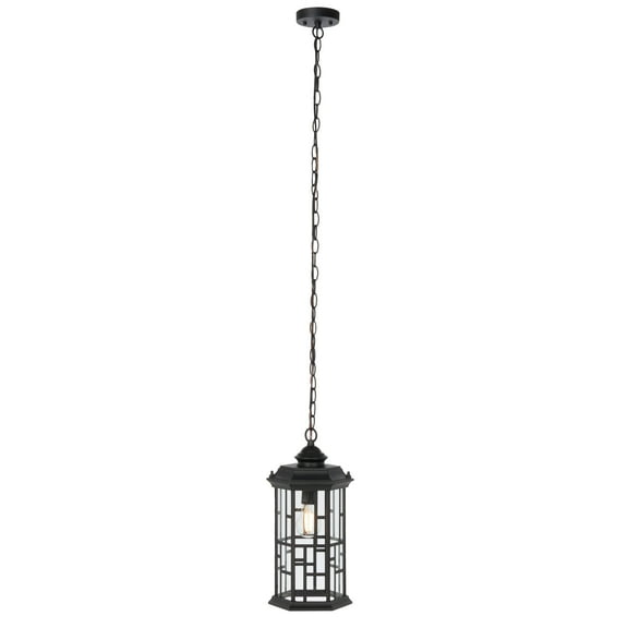 SAFAVIEH Carwen A19 Black Steel Pendant Light with Clear Shade