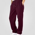 thumbnail image 3 of DJDLJWCJ Boys Fleece Lined Sweatpants Winter Warm Straight Leg Pants Elastic Waist Side Pocket Casual Pants Wine Size 10, 3 of 7