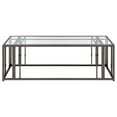 thumbnail image 3 of Adri Rectangular Glass Top Coffee Table Black Nickel, 3 of 8