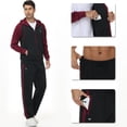 thumbnail image 4 of Satankud Men's Tracksuits 2 Pieces Set Long Sleeve Causal Full Zip Hiking Jogging Gym Sports Sweatsuit for Men 2 Piece Hoodie Outfits Black&Wine S, 4 of 10