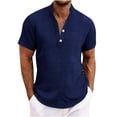 thumbnail image 2 of BSDJILFG Cotton Golf Shirts for Men Linen Breathable Button Up Short Sleeve Slim Fit Pullover Summer Tops, 2 of 6