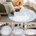 thumbnail image 5 of Round Area Rugs Collection 3 Ft, Easter Bunny Non-Slip Residential Carpet, Watercolor Butterfly Cute Rabbit Flowers Blue Indoor Crawling Mats Doormat Runner Rugs Play Mat for Bedroom, 5 of 8