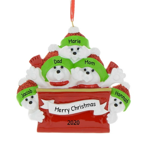 Ornaments by Elves Personalized Cute Polar Bear Family of 5 Christmas Tree Ornament 2024 .25lbs.