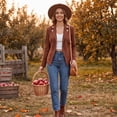 thumbnail image 4 of 2026 Fall Women Vintage Suede Blazer - Open Front Lapel Business Casual Jacket Suits for Work Professional, S, 4 of 6