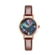 thumbnail image 1 of Reloj unisex de moda con esfera redonda y elegante reloj de pulsera analógico de cuarzo (banda marrón con espejo negro), 1 of 4