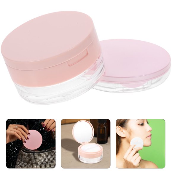 unbranded 2Ud De Maquillaje Portátil Con Puff Y Espejo Para Polvo Suelto