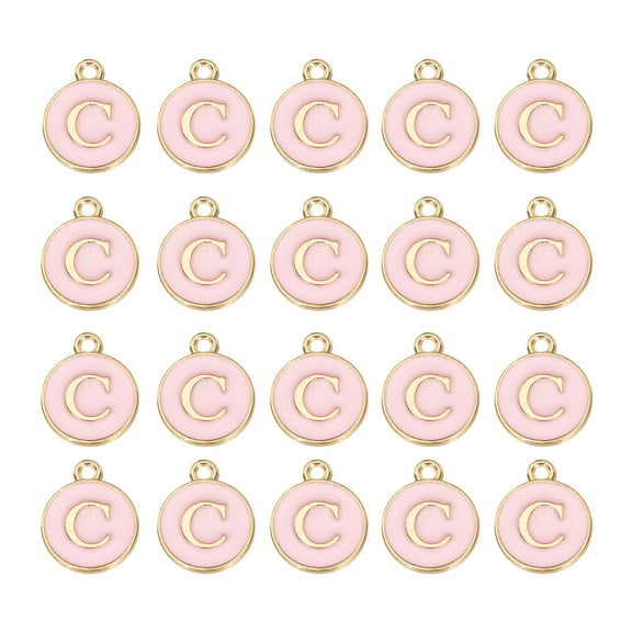 Uxcell 36pcs Pendants Letter Charm Initial Charm Alphabet C for DIY Necklace Bracelet Jewelry Making Gold & Pink