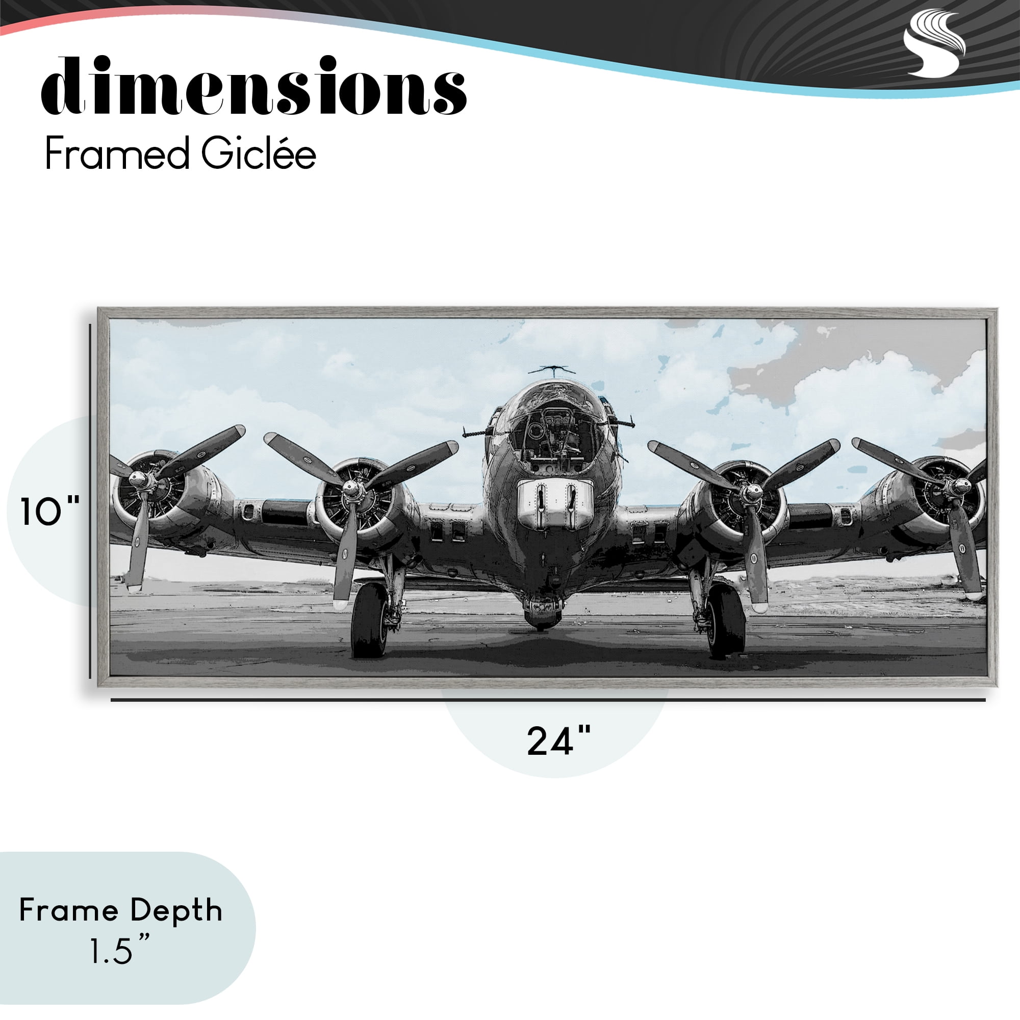 Stupell Industries Historic Aviation Aircraft Gray Framed Giclee Art, design by Kim Allen