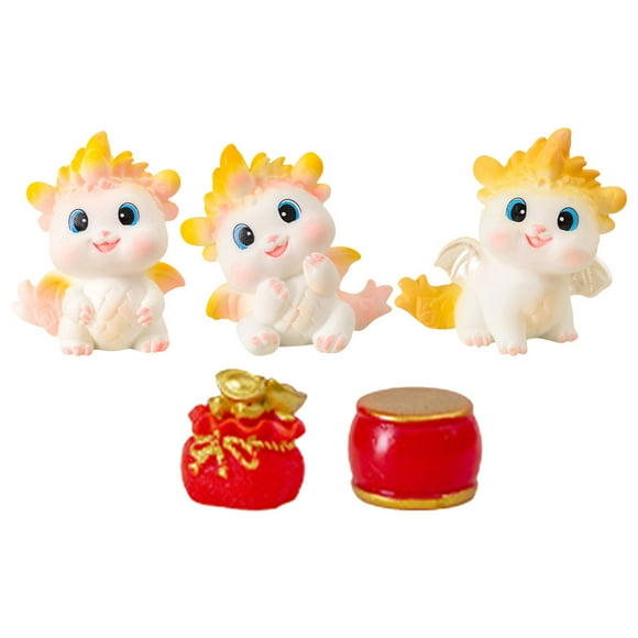 1 juego de adorables figuras de dragón en miniatura para el hogar.