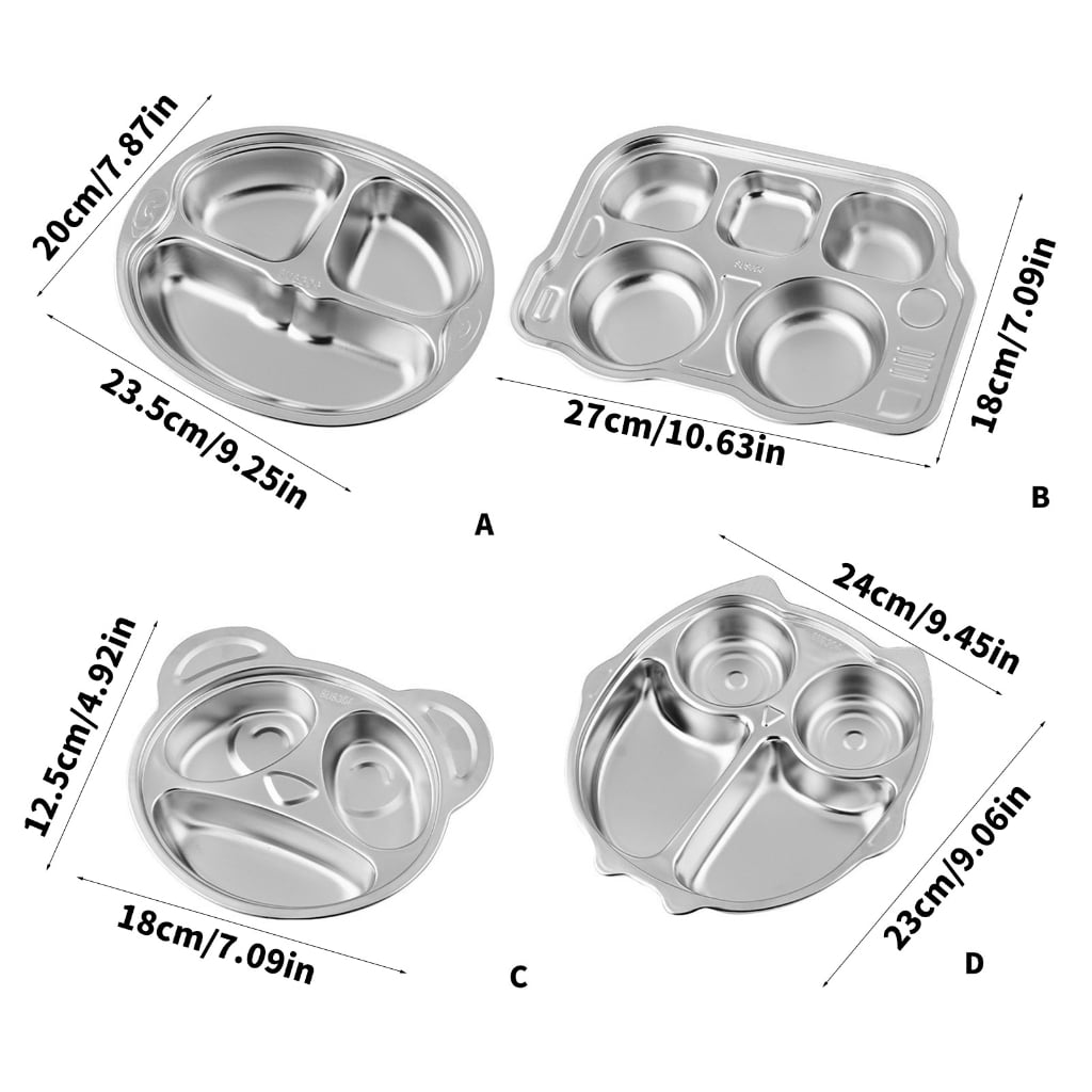 Nonrust Steel Toddler Plates Set Of 2 Unbreakable Dishware For Children Smooth Finishes Easy To Cleaning Durable Design For School Lunch Home Meals
