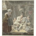 thumbnail image 3 of Cornelis van Noorde 20x22 Black Modern Framed Museum Art Print Titled - The Newspaper Reader (1741 - 1795), 3 of 5