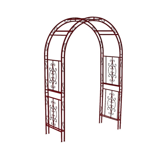 Evergreen Montebello Iron Garden Arbor, Americana Red- 53 x 84 x 23 Inches Fade and Weather Resistant Outdoor Decor