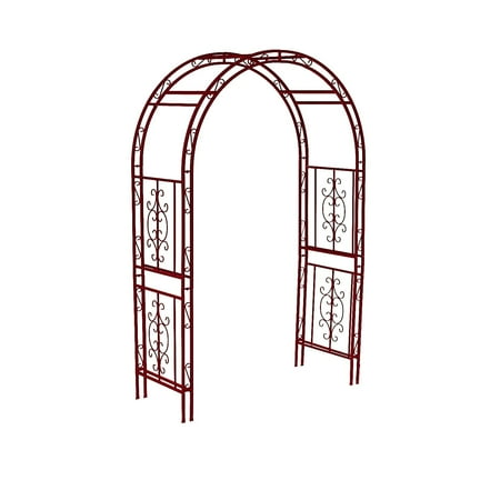Evergreen Montebello Iron Garden Arbor, Americana Red- 53 x 84 x 23 Inches Fade and Weather Resistant Outdoor Decor