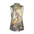 thumbnail image 2 of Whosucclay White Horse and Floral Pattern Women's Sleeveless Golf Shirts for Ladies, V Neck Durable Casual Workout Tank Tops for Athletic Running Outdoor Tennis, 2 of 7