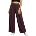 thumbnail image 5 of Mifsaly Wide Leg Track Pants Women High Waisted Pleated Athletic Pant Lightweight Breathable Flowy Casual Daily Wear Workout Clothes with Pockets Brown,L, 5 of 7